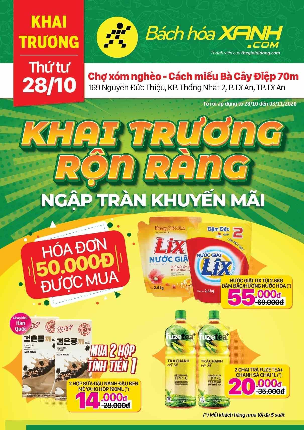 Cửa hàng Tripi tại số 169 Nguyễn Đức Thiện, TP. Dĩ An chính thức khai trương vào ngày 28/10/2020.