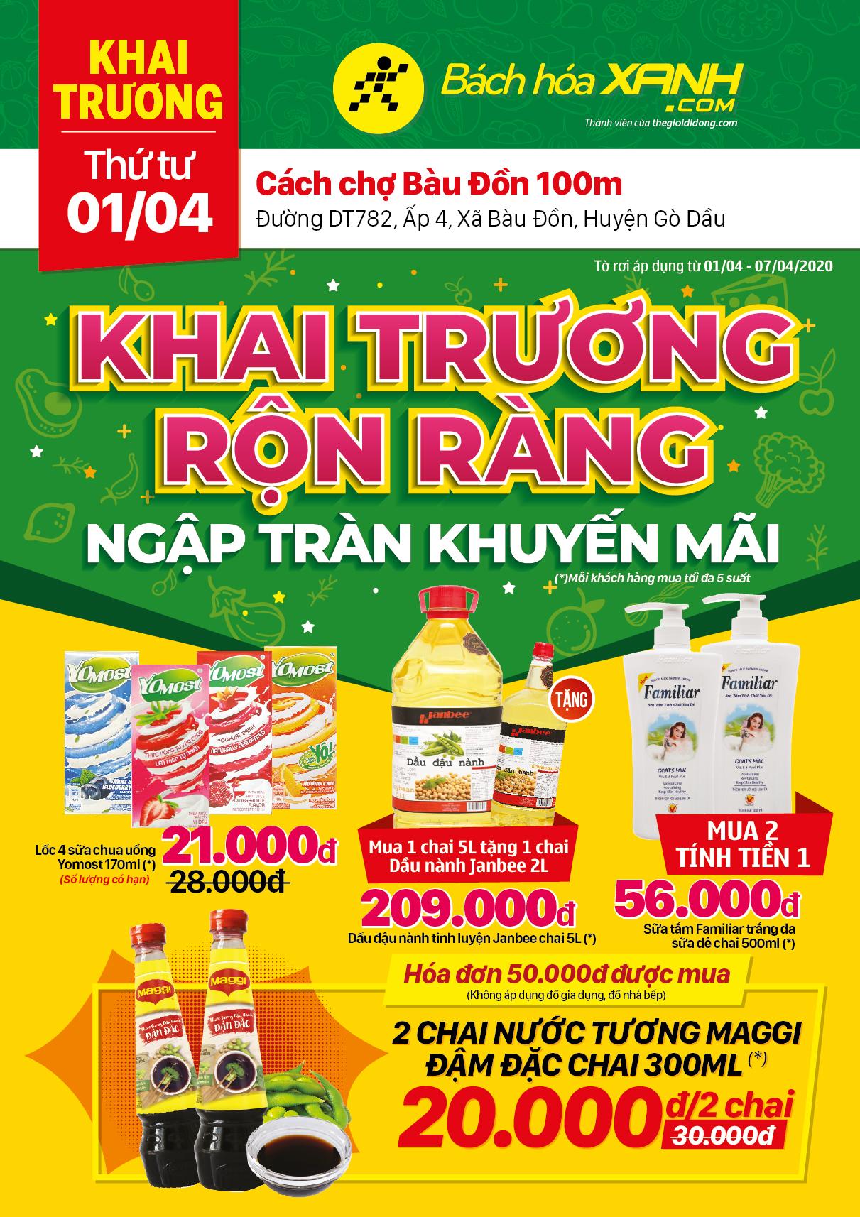 Cửa hàng Tripi tại Gò Dầu, gần chợ Bàu Đồn, chính thức khai trương vào ngày 01/04/2020, mang đến cơ hội mua sắm thú vị cho cư dân địa phương.