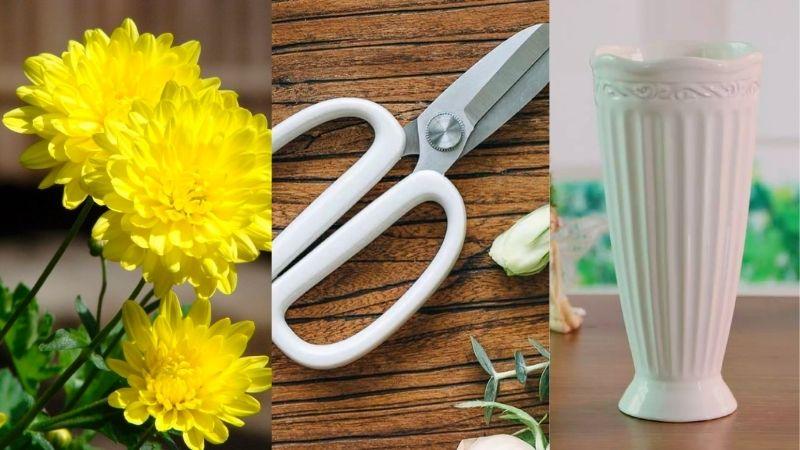 Cách cắm hoa cúc vàng trang nghiêm cho bàn thờ ngày lễ Tết