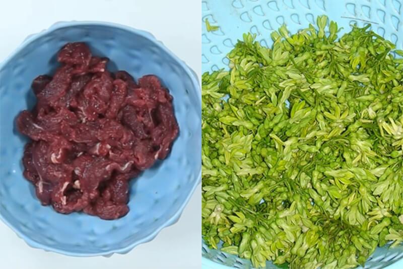 Thịt bò xào hoa thiên lý – món ngon đậm vị, mềm thơm cuốn hút cho bữa trưa thêm tròn đầy.