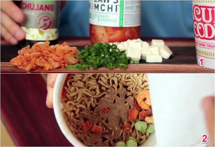 Hướng dẫn làm mì kim chi đậu hũ kiểu Hàn Quốc với mì ly thơm ngon