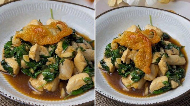 Hòa mình vào căn bếp với món gà xào húng quế thơm ngọt, thịt gà mềm tan, hương vị quyến rũ khó cưỡng.