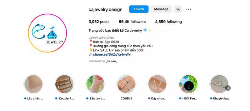 Top 6 cửa hàng trang sức bạc chất lượng trên Instagram
