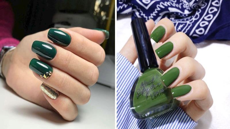 Khám phá 100 mẫu nail xanh rêu thời thượng, đầy cuốn hút