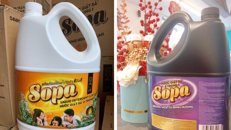 Nước giặt xả Sopa ứng dụng công nghệ '6 trong 1', mang đến cho quần áo sự sạch sẽ, hương thơm tươi mát, giữ cho vải luôn mềm mại.