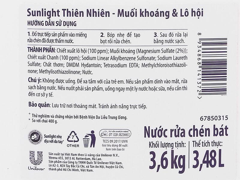 Khám phá nước rửa chén Sunlight Extra thiên nhiên với muối khoáng và lô hội
