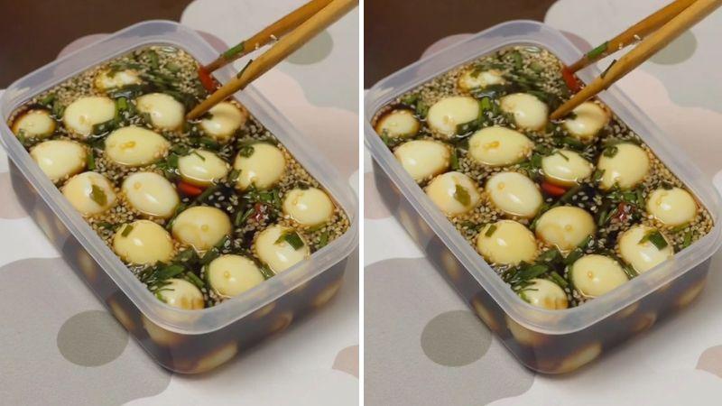 Cách chế biến trứng cút lòng đào ngâm nước tương thơm ngon, bổ dưỡng, là món ăn lý tưởng cho bữa cơm thêm phần hấp dẫn.