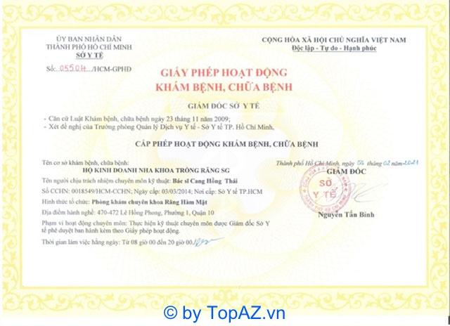 Nha Khoa Trồng Răng Sài Gòn – Địa chỉ uy tín, được Sở Y tế cấp phép hoạt động