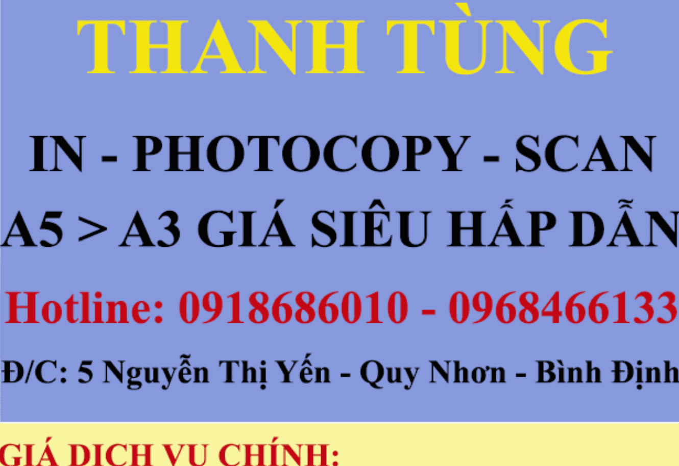 4 Địa chỉ photocopy hàng đầu tại TP. Quy Nhơn, Bình Định - Chất lượng đảm bảo, giá cả hợp lý