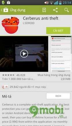 Ứng dụng chống trộm cho Android - Cerberus Anti Theft