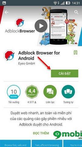 Cài đặt Adblock Browser trên Zenfone, thiết lập trình duyệt Adblock cho Zenfone