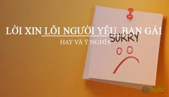 Những lời xin lỗi ngọt ngào dành cho người yêu, bạn gái