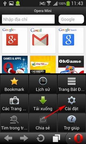 Hướng dẫn tích hợp nút thoát ứng dụng trên Opera Mini