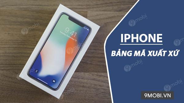 Danh sách mã xuất xứ iPhone