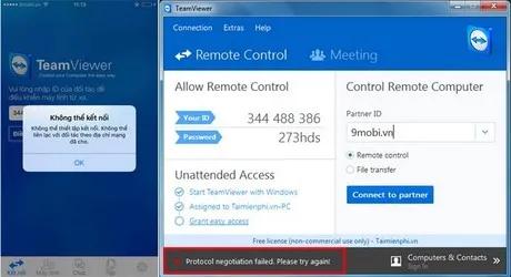 Cách khắc phục lỗi 'Protocol negotiation failed' trên TeamViewer