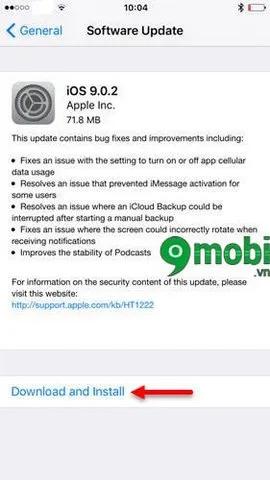Cập nhật iOS 9.0.2 cho iPhone và iPad