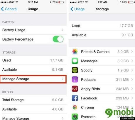 Giải phóng bộ nhớ iPhone hiệu quả