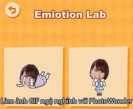 Tạo ảnh GIF dễ thương và hài hước với PhotoWonder trên iPhone.