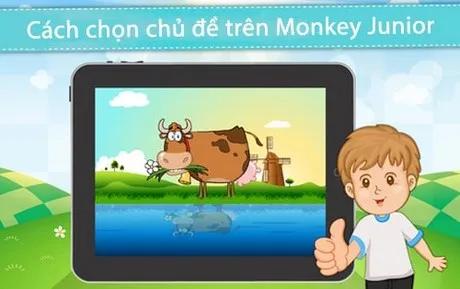 Cách lựa chọn chủ đề trong Monkey Junior cho bé học một cách sinh động.