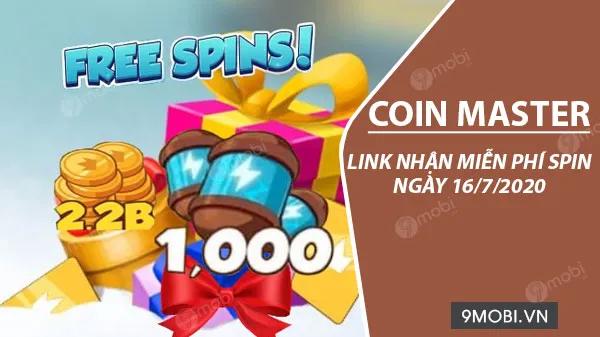 Nhận Spin Coin Master miễn phí ngày 16/7/2020