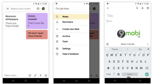 Google Keep vừa làm mới giao diện với phong cách Material Design, mang lại cảm giác hiện đại và dễ sử dụng hơn cho người dùng.
