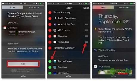 Bí quyết tùy chỉnh widget trên iOS 8 cho dòng iPhone 6 Plus, 6, 5s, 5 và 4s