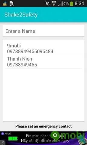 Lắc điện thoại để gửi tín hiệu cầu cứu trên thiết bị Android