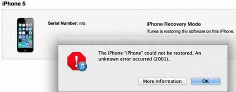 Giải pháp khắc phục lỗi 2001 khi khôi phục iPhone