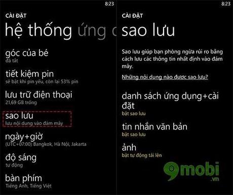 Sao lưu dữ liệu Lumia, lưu trữ thông tin trên Windows Phone