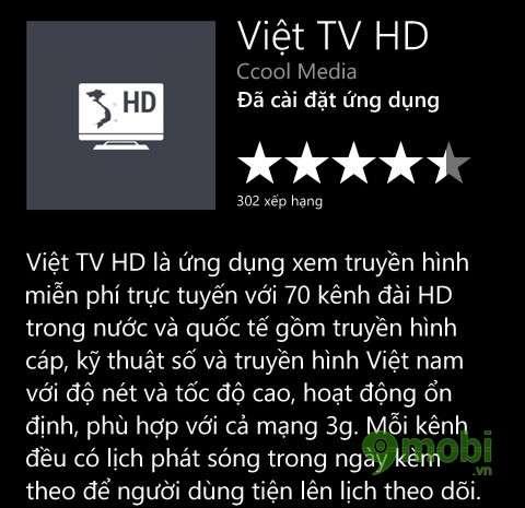 Việt TV HD - Ứng dụng truyền hình đỉnh cao dành riêng cho Windows Phone