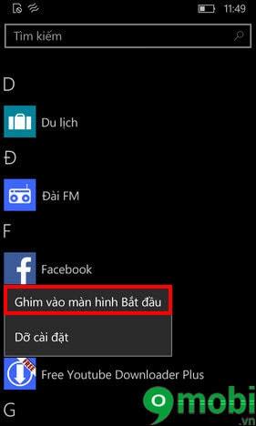 Tạo lối tắt ứng dụng Winphone ngay trên màn hình chính