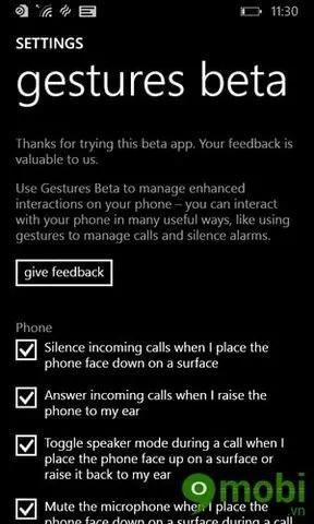 Thao tác điện thoại Windows Phone mà không cần chạm vào màn hình