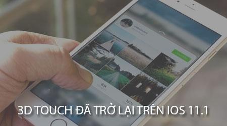 Tính năng 3D Touch đã chính thức quay lại trên iOS 11.1