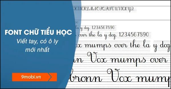 Tải bộ font chữ tiểu học chuẩn HP001, với ô ly và kiểu chữ nét thanh nét đậm.