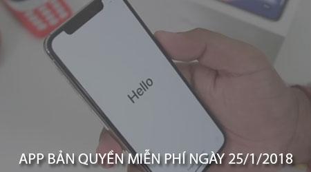 Ứng dụng bản quyền miễn phí ngày 25/1/2018