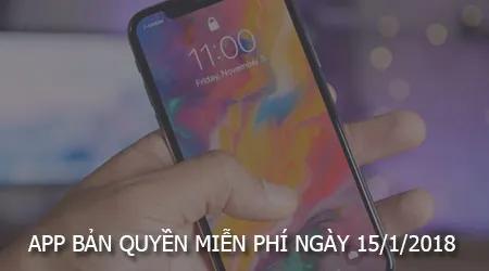 Ứng dụng bản quyền miễn phí ngày 15/1/2018