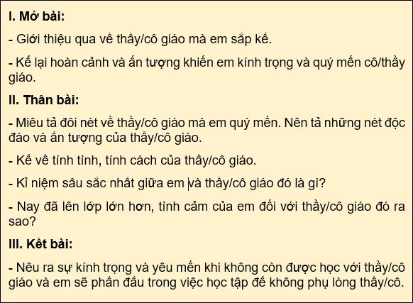 Viết một đoạn văn ngắn về cô giáo hoặc thầy giáo cũ của em, để tái hiện lại những kỷ niệm và tình cảm dành cho người thầy đã dìu dắt em trong những năm tháng học trò.