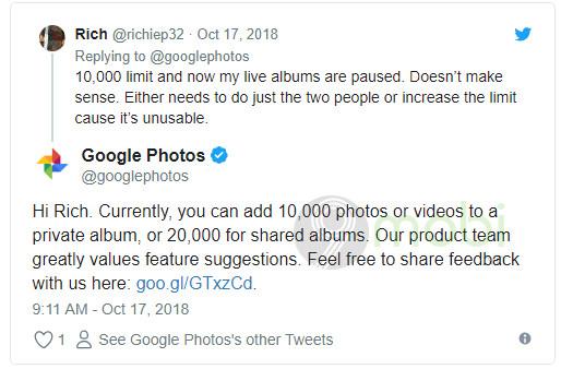 Live Albums trên Google Photos hiện đã giới hạn số lượng ảnh lưu trữ, chỉ cho phép tối đa 10.000 bức ảnh.
