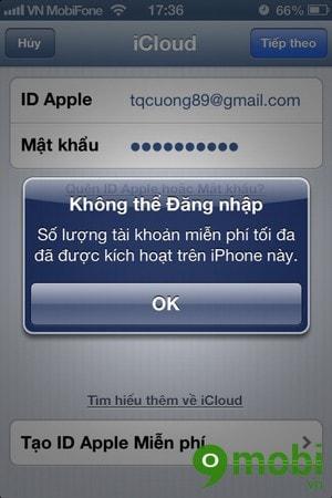 Cách khắc phục lỗi "Số lượng tài khoản miễn phí tối đa đã được kích hoạt trên iPhone này"