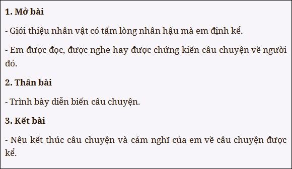 Kể lại một câu chuyện mà em đã từng nghe hoặc đọc về một người có tấm lòng đầy yêu thương và nhân hậu.