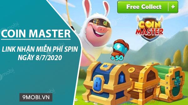 Liên kết nhận Spin Coin Master miễn phí ngày 8/7/2020.