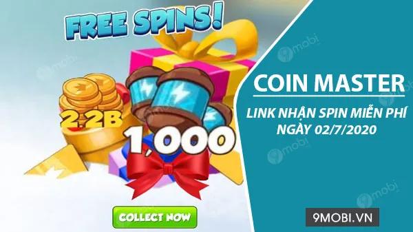 Nhận Spin Coin Master miễn phí ngày 02/07/2020 ngay hôm nay!
