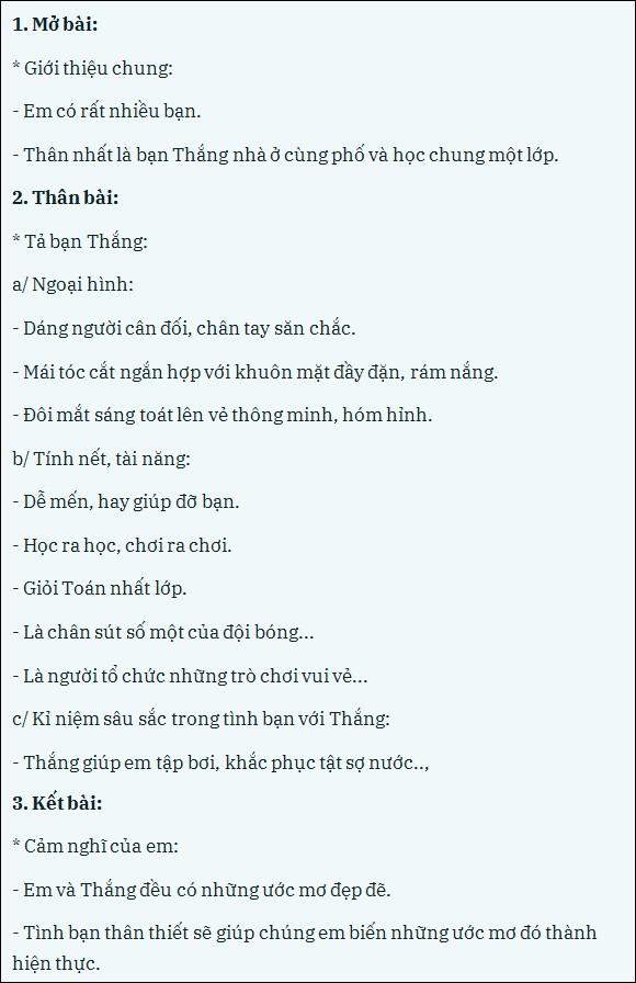 Miêu tả ngắn gọn về một người bạn học của em.