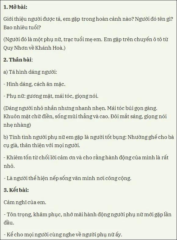 Miêu tả một người lạ để lại ấn tượng sâu đậm trong em