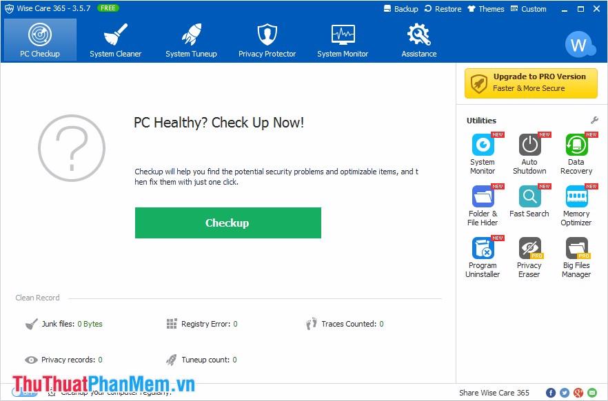 Tối ưu hóa và tăng tốc máy tính với Wise Care 365 Free
