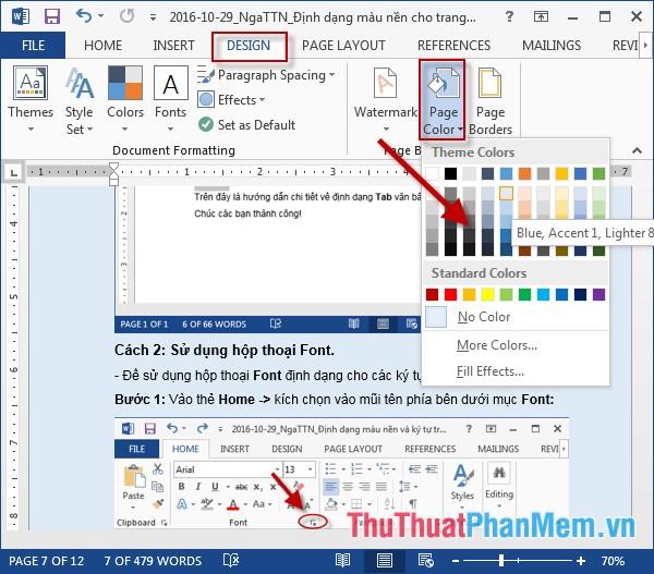 Cách tạo màu nền trang văn bản trong Word