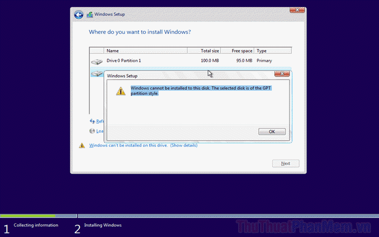 Cách khắc phục lỗi 'Windows không thể cài đặt vào ổ đĩa này'