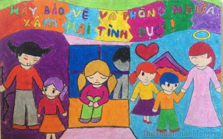 Những bức tranh ý nghĩa về chủ đề phòng chống xâm hại trẻ em