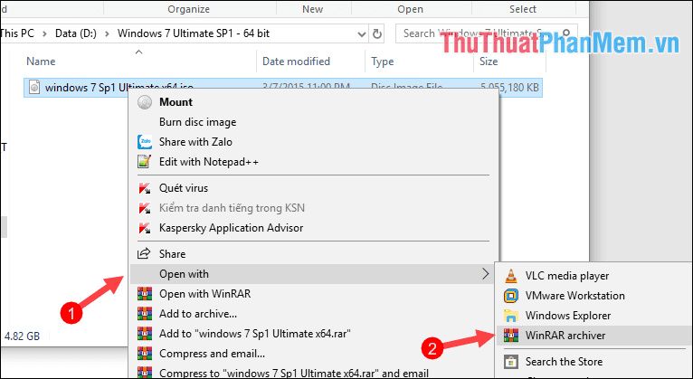 Hướng dẫn mở và giải nén file ISO bằng WinRar